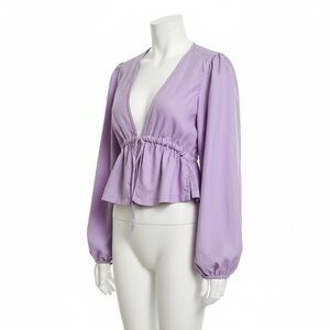 Urban Outfitters Lavender Velvet Front Tie Blouse Size XS Going Out Top Festival